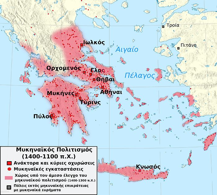 Χάρτης του κράτους των αρχαίων Μυκηνών